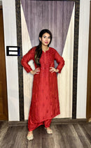 Lucknowi Ghass Patti Work Chanderi Kurti Plazzo Bharti Special - Chikankari official