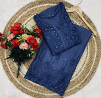 Lucknowi Ghass Patti Work Chanderi Kurti Plazzo Bharti Special - Chikankari official
