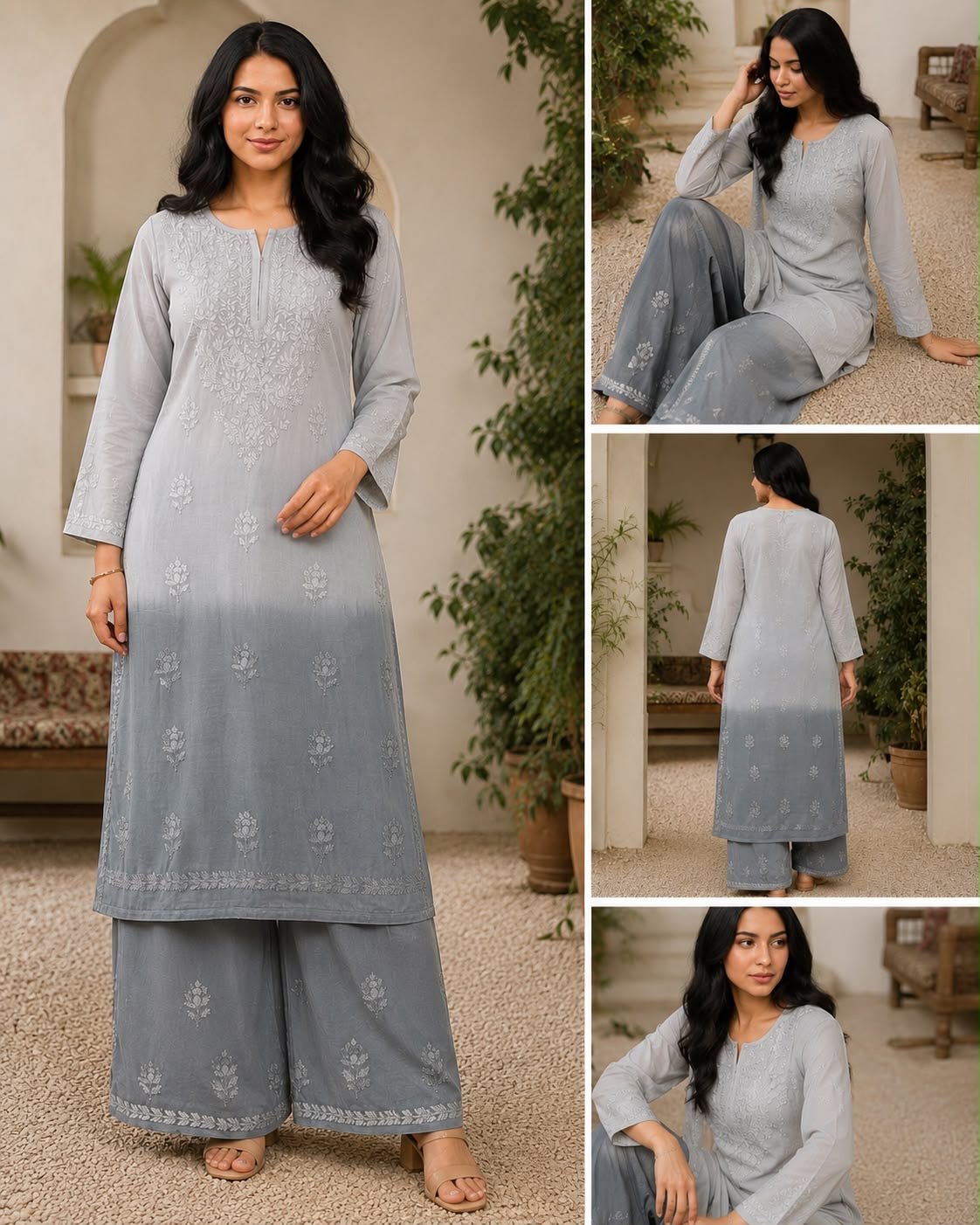 Lucknowi Handwork Ghasspatti heavywork Rayon set