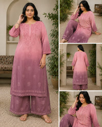 Lucknowi Handwork Ghasspatti heavywork Rayon set - Chikankari official