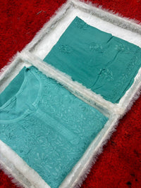 Lucknowi Handwork Ghasspatti heavywork Rayon set - Chikankari official