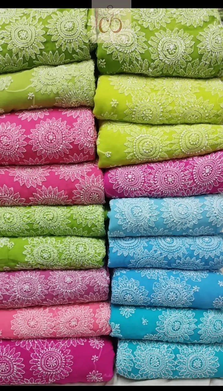 Lucknowi Heavy Georgette’ Skirt with Heavy Buta On pallu Saree