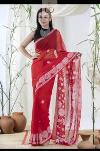 Lucknowi Heavy Georgette’ Skirt with Heavy Buta On pallu Saree - Chikankari official