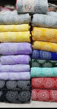 Lucknowi Heavy Georgette’ Skirt with Heavy Buta On pallu Saree - Chikankari official
