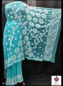 Lucknowi Heavy Georgette’ Skirt with Heavy Buta On pallu Saree - Chikankari official