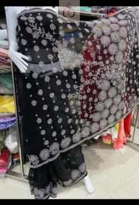Lucknowi Heavy Georgette’ Skirt with Heavy Buta On pallu Saree - Chikankari official