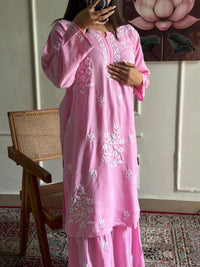 Lucknowi Rayon Gharara Set - Chikankari official