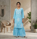 Lucknowi Rayon Gharara Set - Chikankari official