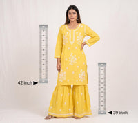 Lucknowi Rayon Gharara Set - Chikankari official