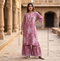 Lucknowi Rayon Gharara Set - Chikankari official