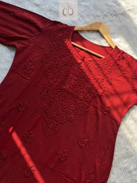 Luxe Rayon Adorned Kurti - Chikankari official