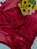 Luxe Wine Gharara 3pc Set - Chikankari official
