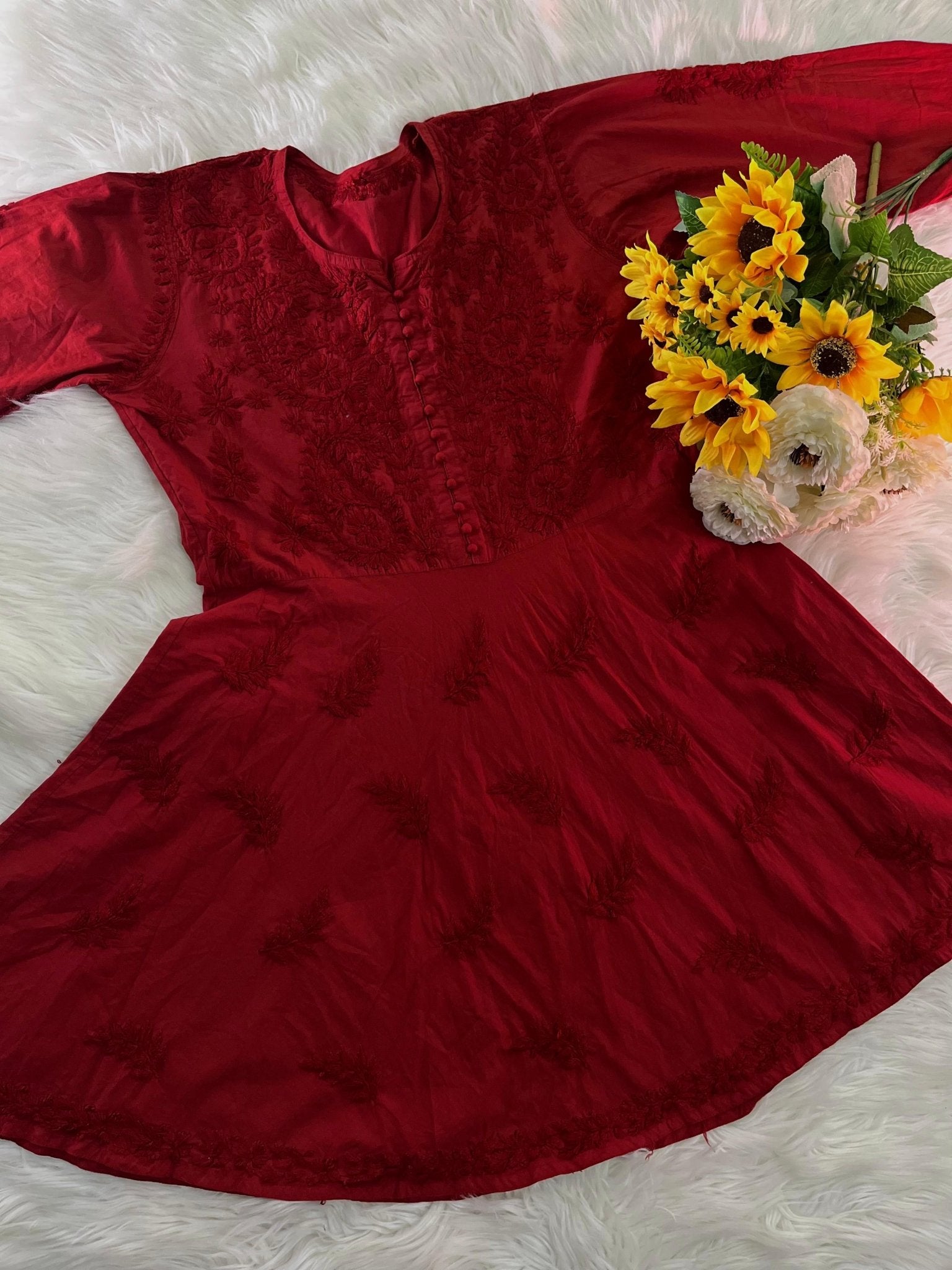 Luxe Wine Gharara 3pc Set - Chikankari official