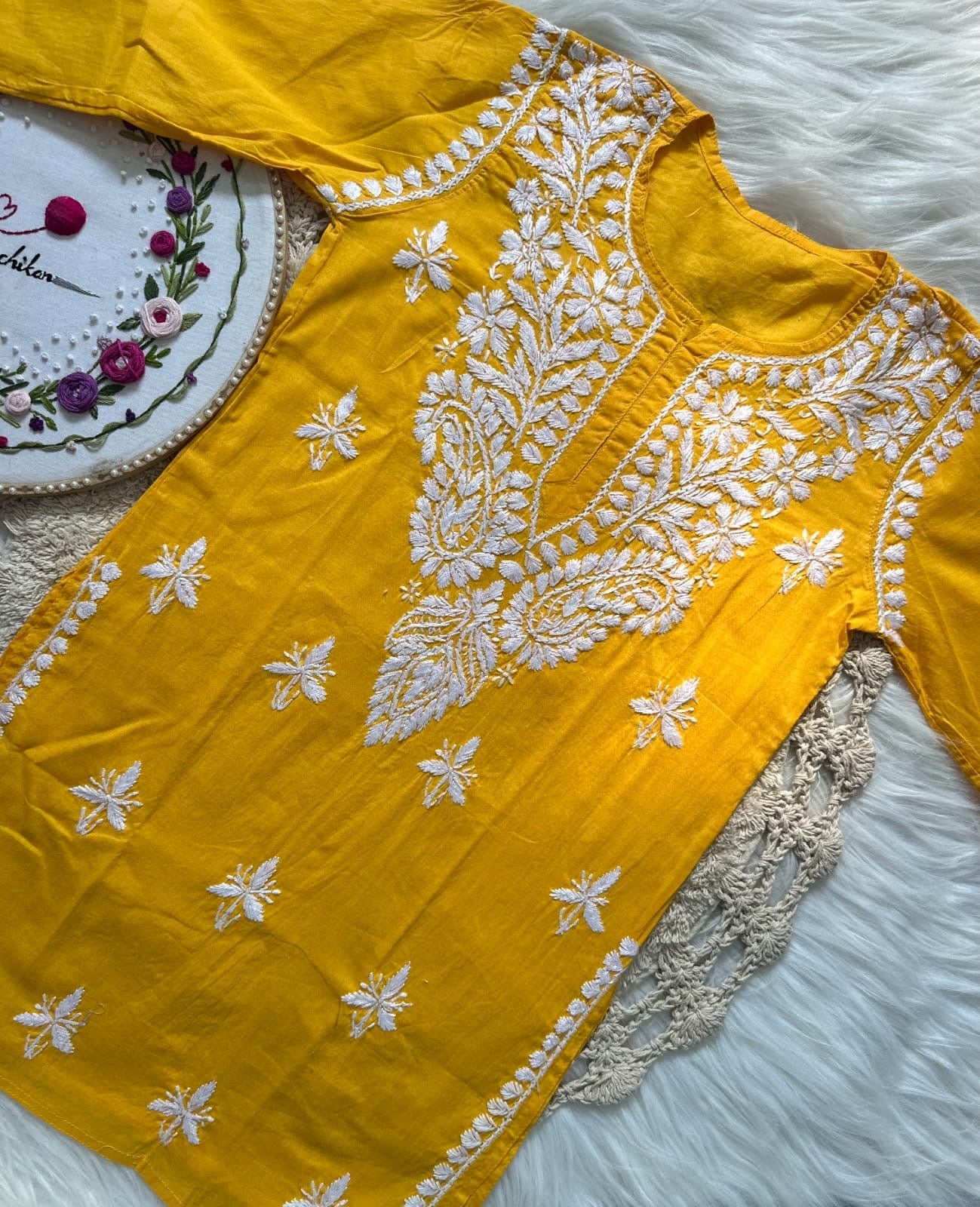 Luxurious feels Cotton Short Tops - Chikankari official