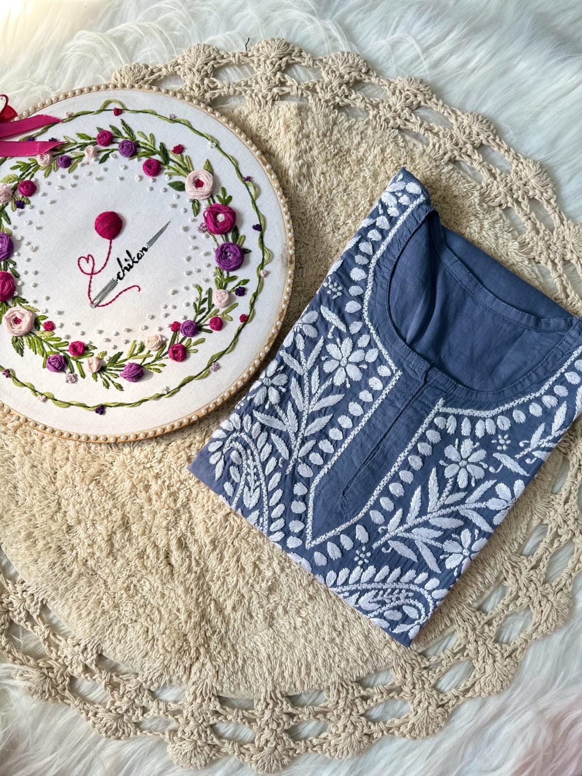 Luxurious feels Cotton Short Tops - Chikankari official