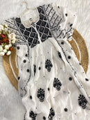 Luxury chanderi mul gown - Chikankari official
