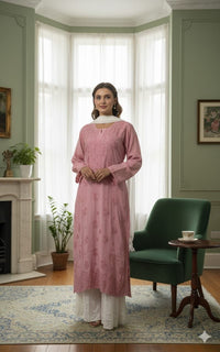 Luxury Creap 3d Work kurta - Chikankari official