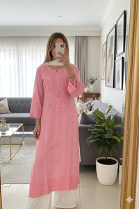 Luxury Creap 3d Work kurta - Chikankari official