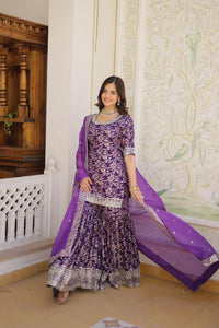 Luxury Designer Gharara 3pc Set - Chikankari official