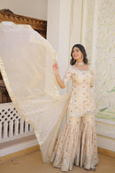 Luxury Designer Gharara 3pc Set - Chikankari official