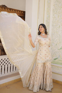 Luxury Designer Gharara 3pc Set - Chikankari official