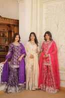 Luxury Designer Gharara 3pc Set - Chikankari official
