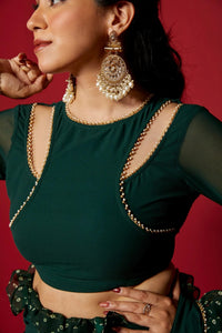 Luxury Opal Green Saree - Chikankari official