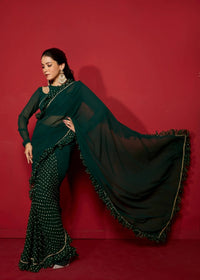 Luxury Opal Green Saree - Chikankari official