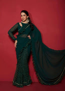 Luxury Opal Green Saree - Chikankari official