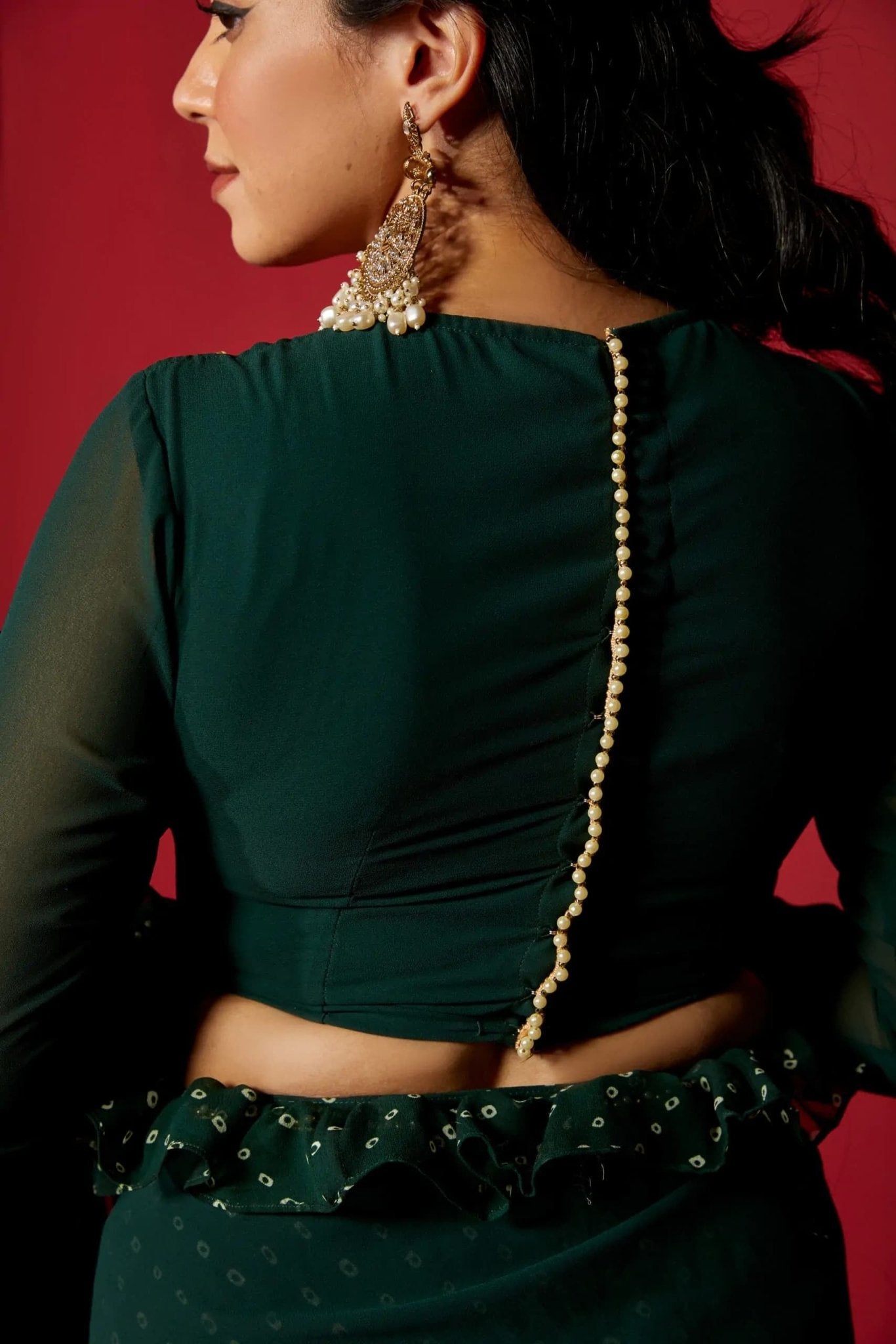 Luxury Opal Green Saree - Chikankari official