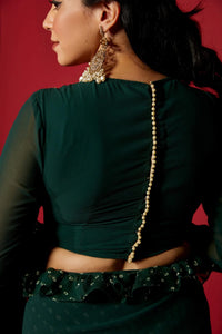 Luxury Opal Green Saree - Chikankari official