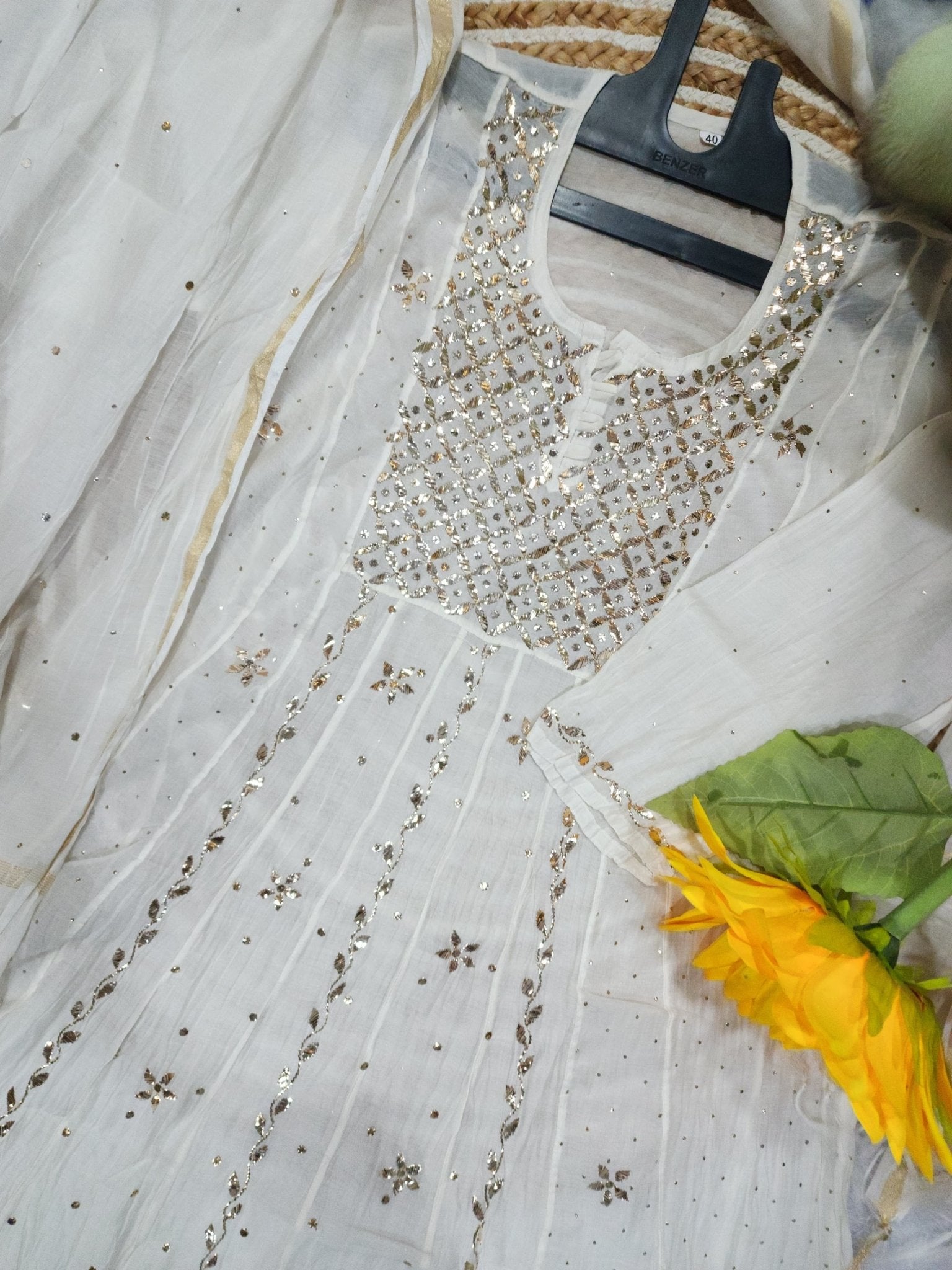 Malchandri gown and duptta set Badlands work Mukesh work - Chikankari official