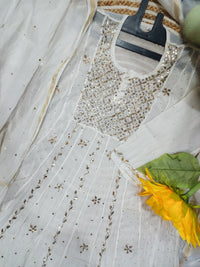 Malchandri gown and duptta set Badlands work Mukesh work - Chikankari official
