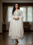 Malchandri gown and duptta set Badlands work Mukesh work - Chikankari official