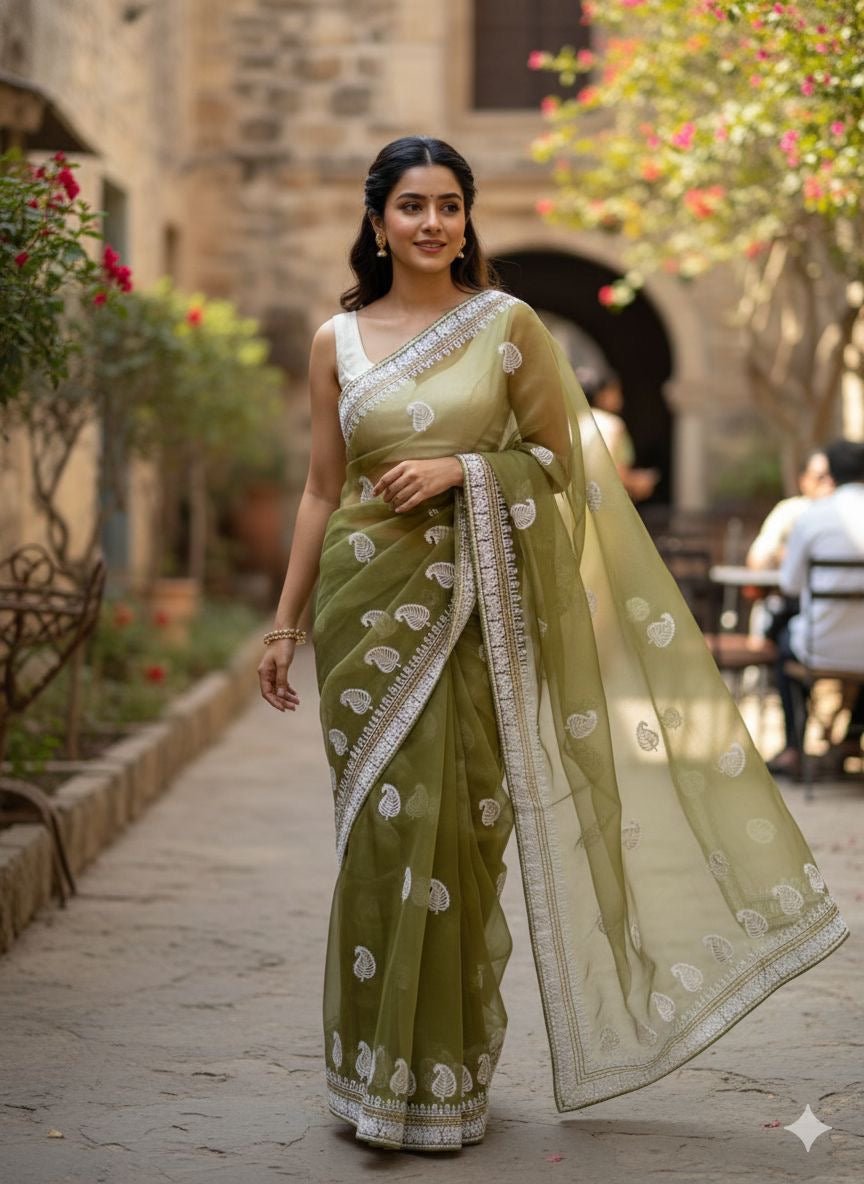 Mitali pure organza silk Saree - Chikankari official