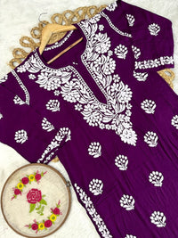 Modal big Buta embroidered Kurta & Plazzo - Chikankari official
