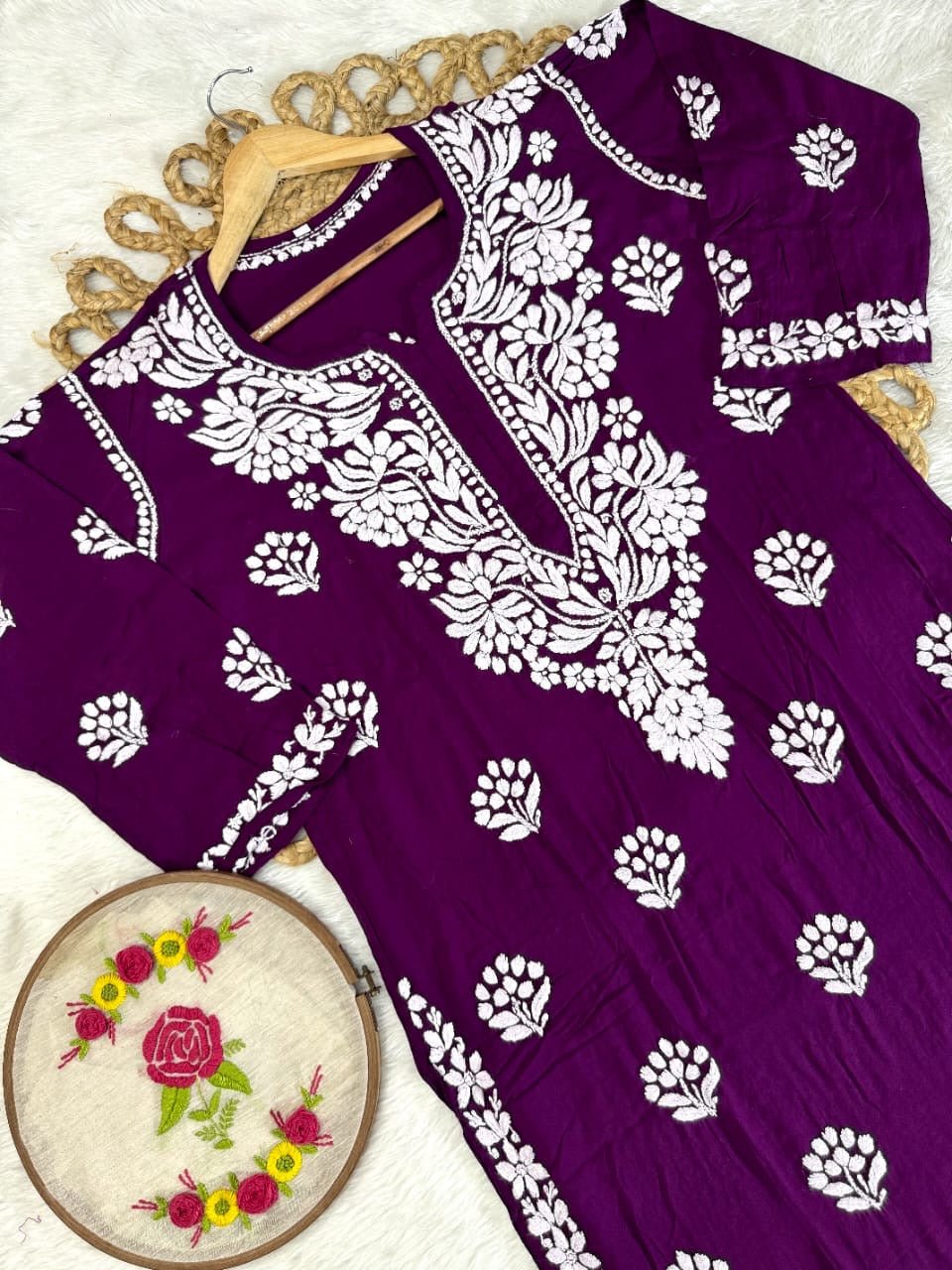 Modal big Buta embroidered Kurta & Plazzo - Chikankari official