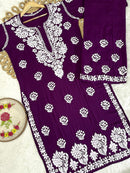 Modal big Buta embroidered Kurta & Plazzo - Chikankari official
