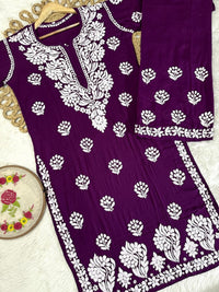 Modal big Buta embroidered Kurta & Plazzo - Chikankari official