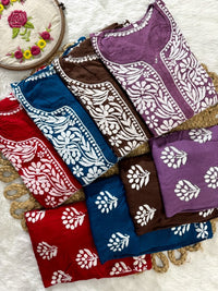 Modal big Buta embroidered Kurta & Plazzo - Chikankari official