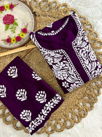 Modal big Buta embroidered Kurta & Plazzo - Chikankari official