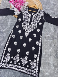 Modal Black Chikankari Kurti - Chikankari official