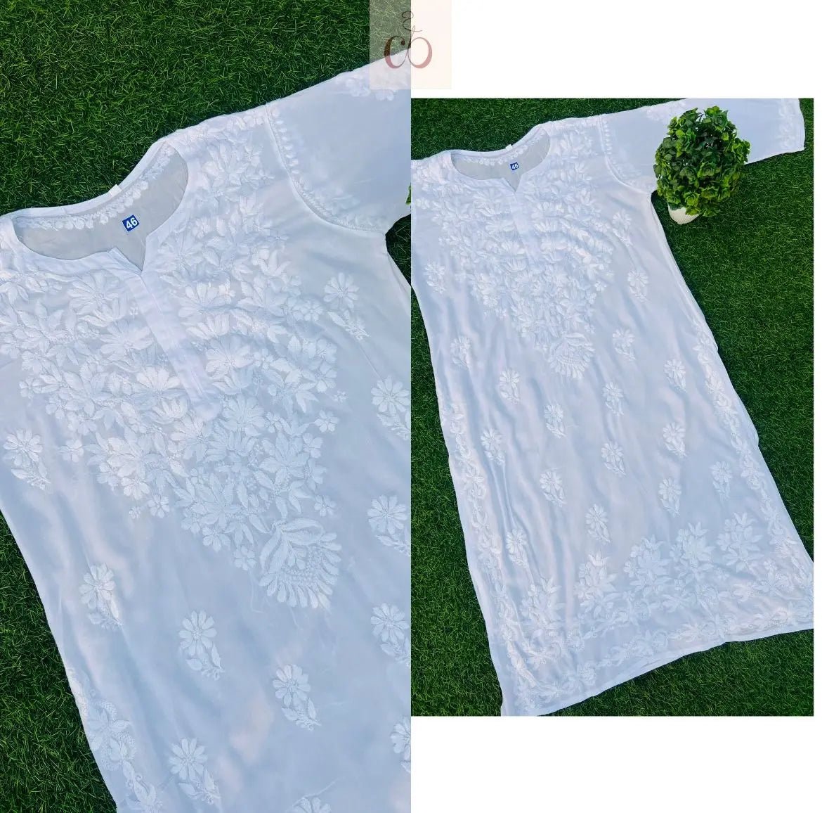 Modal Chikankari Dyeable Kurta - Chikankari official