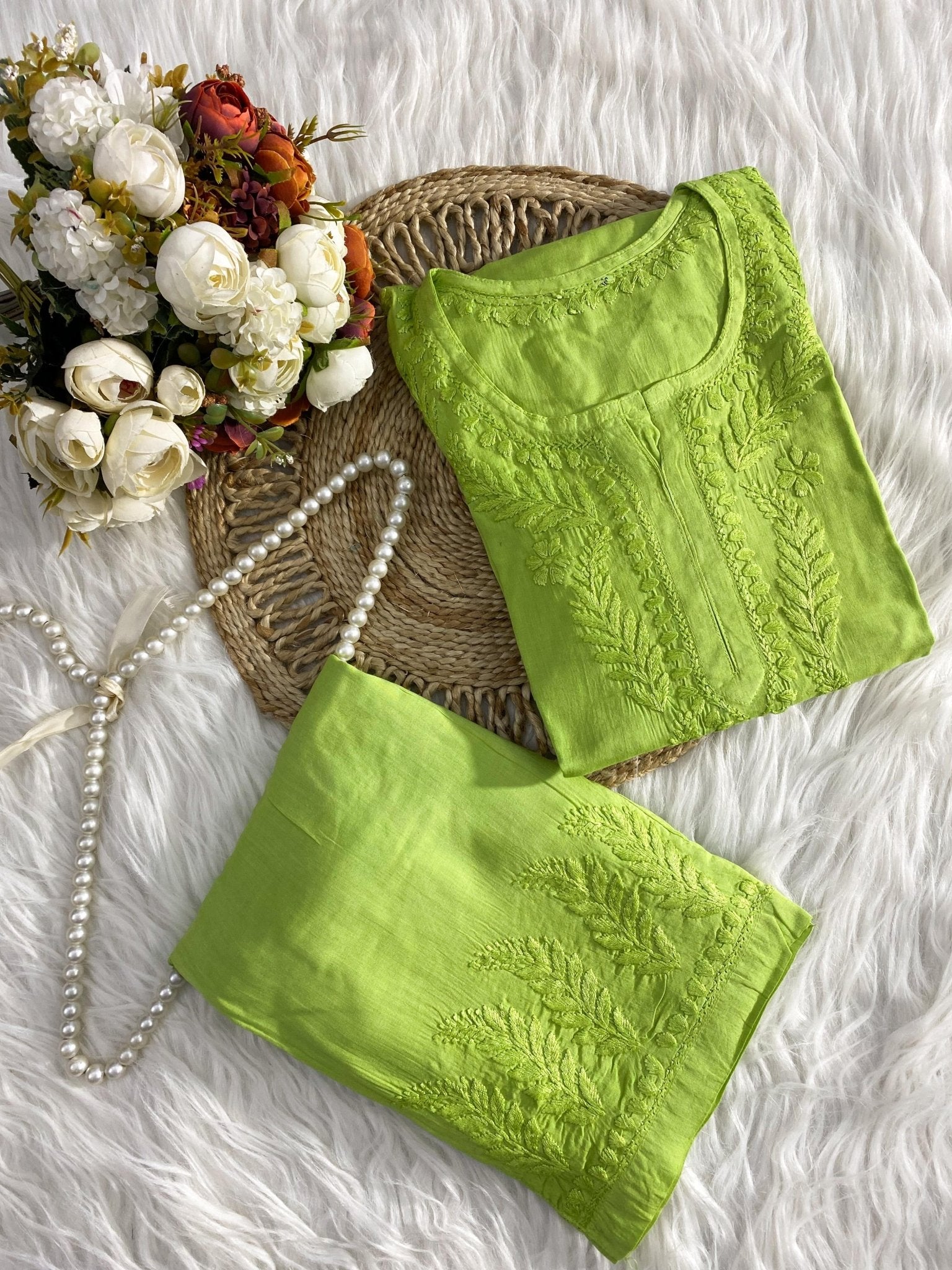 Modal Co - ord butter soft crafted Set - Chikankari official