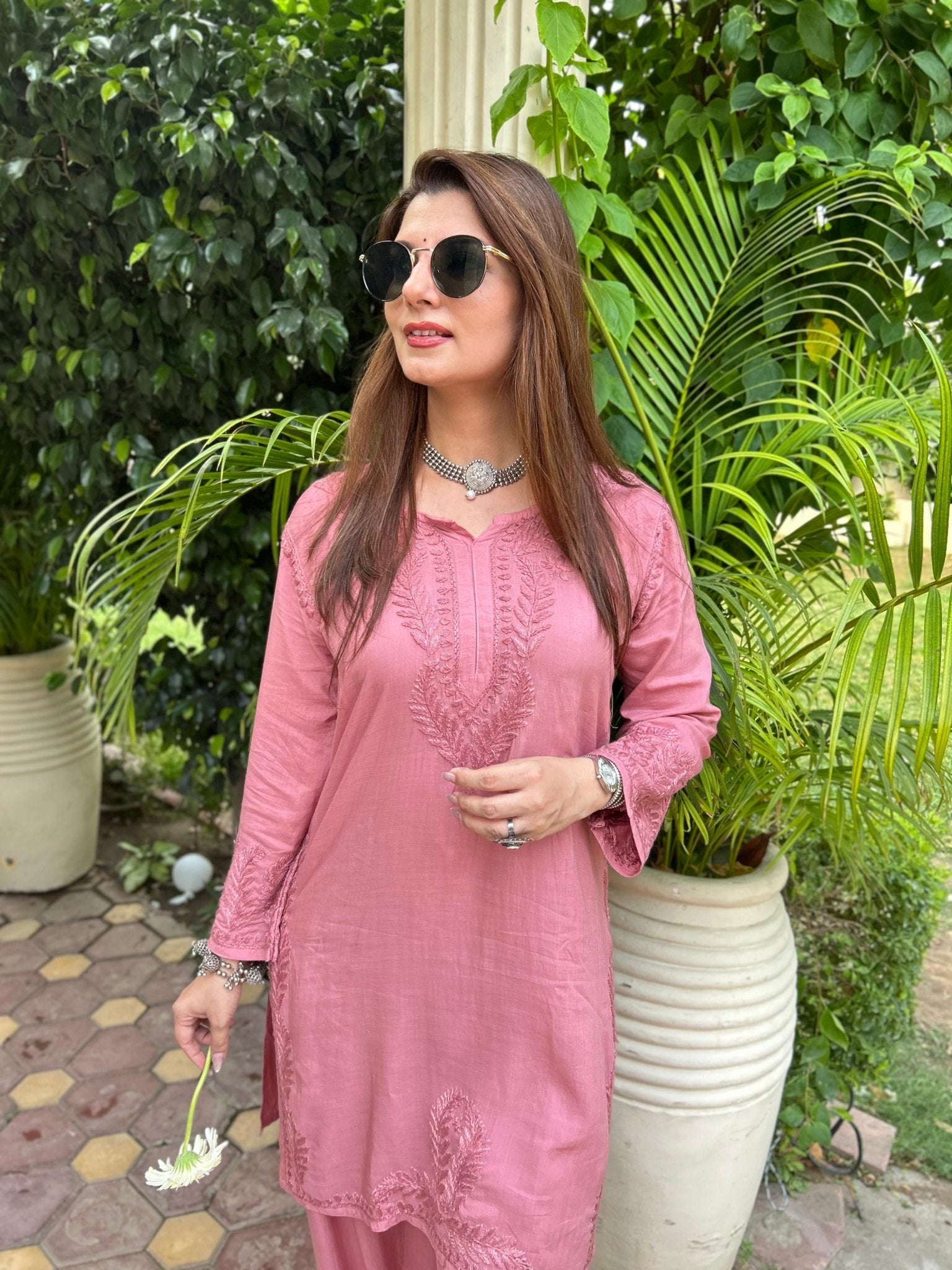 Modal Co - ord butter soft crafted Set - Chikankari official