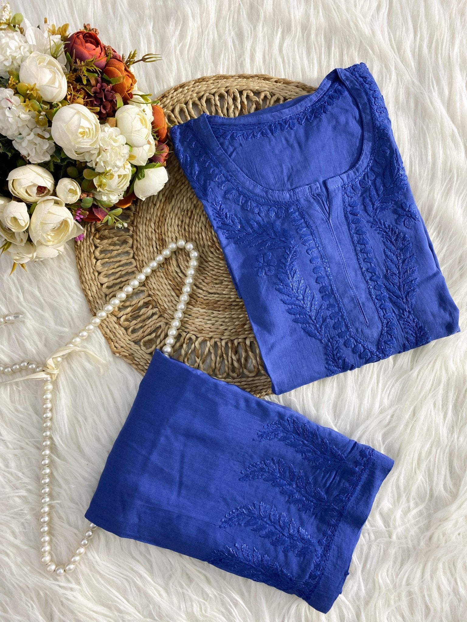 Modal Co - ord butter soft crafted Set - Chikankari official