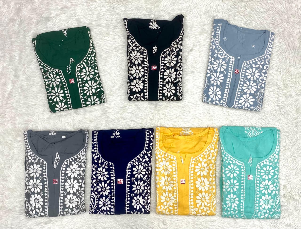 Modal cotton Big flower buta kurta - Chikankari official