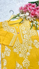 Modal cotton Big flower buta kurta - Chikankari official
