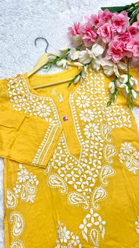 Modal cotton Big flower buta kurta - Chikankari official