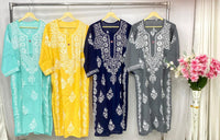 Modal cotton Big flower buta kurta - Chikankari official